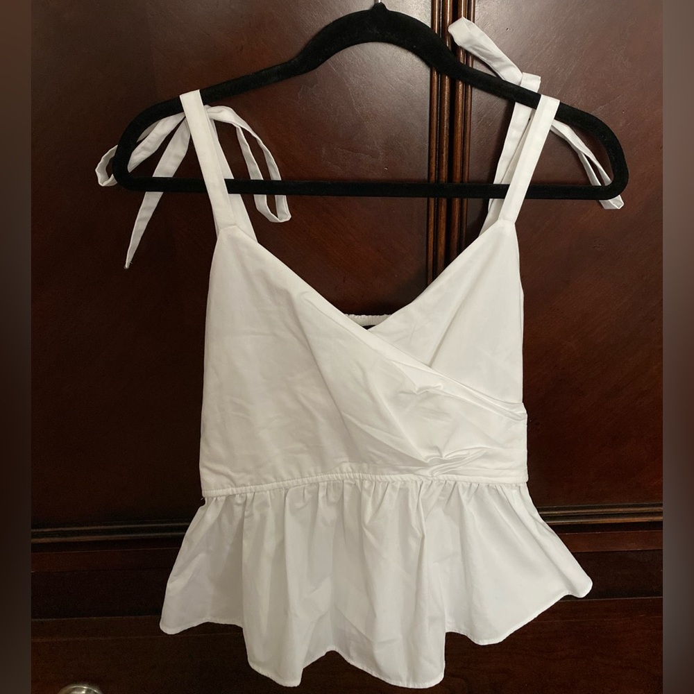 Express White Peplum Tank Top with Tie Straps